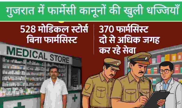 गुजरात में फार्मेसी कानूनों की खुली धज्जियाँ: 528 मेडिकल स्टोर्स बिना फार्मासिस्ट, 370 फार्मासिस्ट दो से अधिक जगह कर रहे सेवा