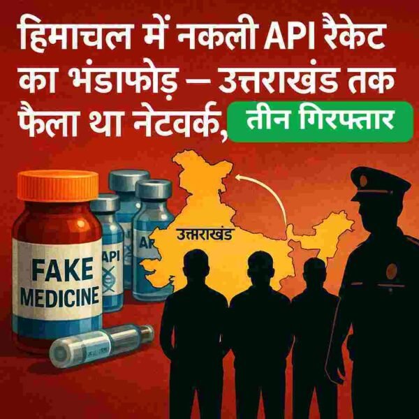 हिमाचल में नकली API रैकेट का भंडाफोड़ — उत्तराखंड तक फैला नेटवर्क, तीन गिरफ्तार
